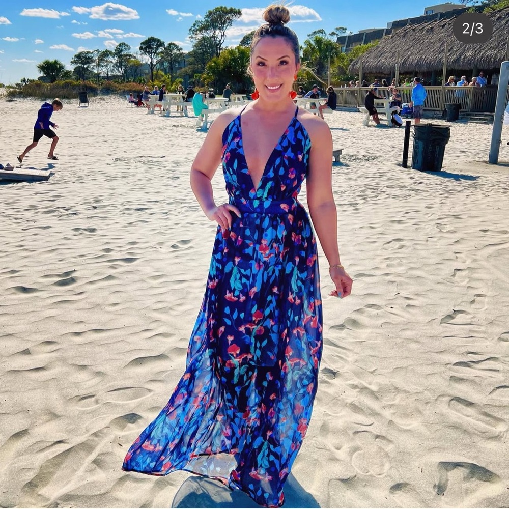 Floral Blue Maxi Dress - Picture 9 of 10